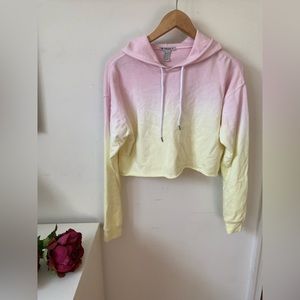 Pink and Yellow ombré cropped hoodie Womens Size Small